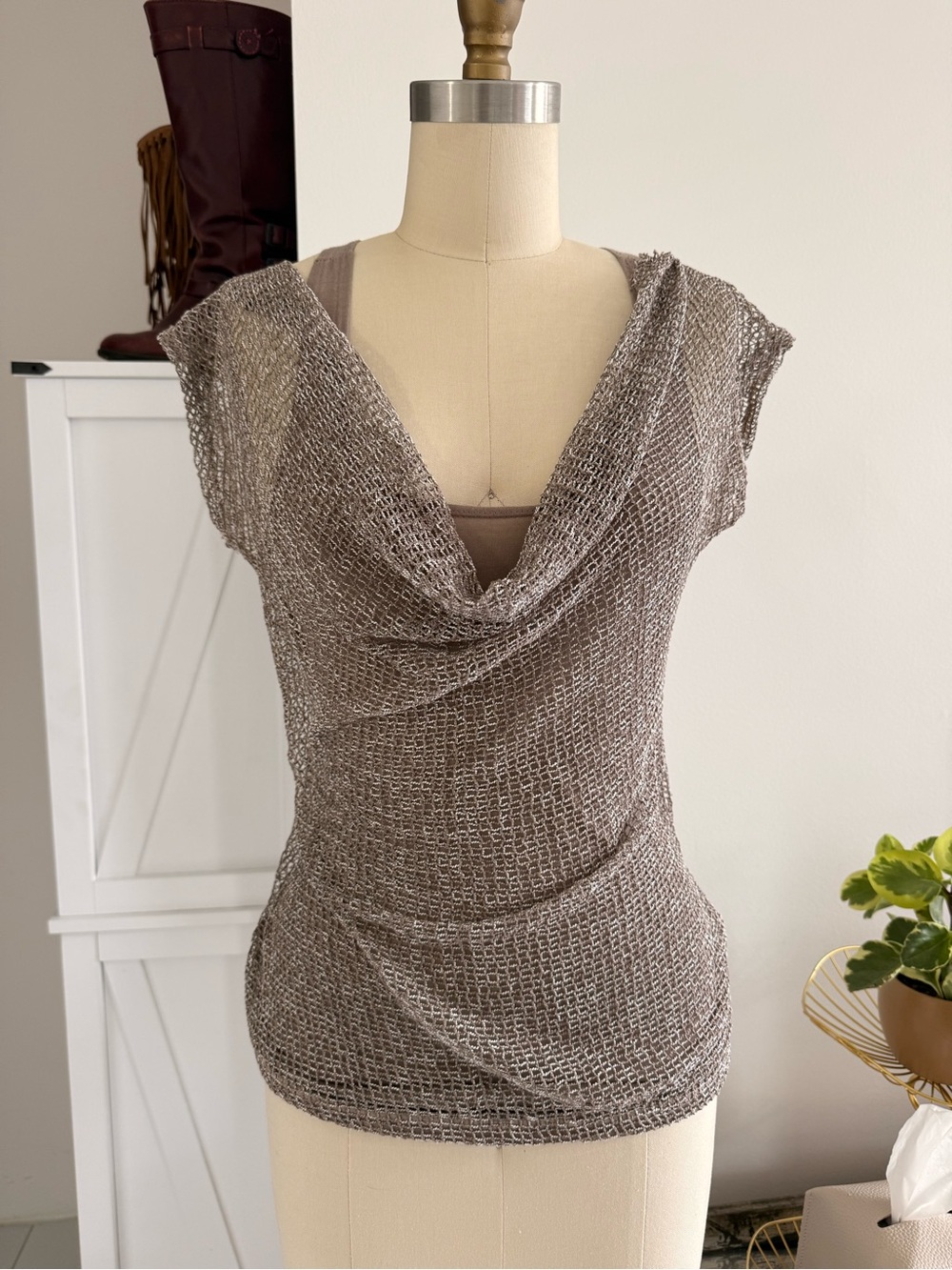 Papaya Grunge Mesh/Net Cover-Up & Attached Tank Top